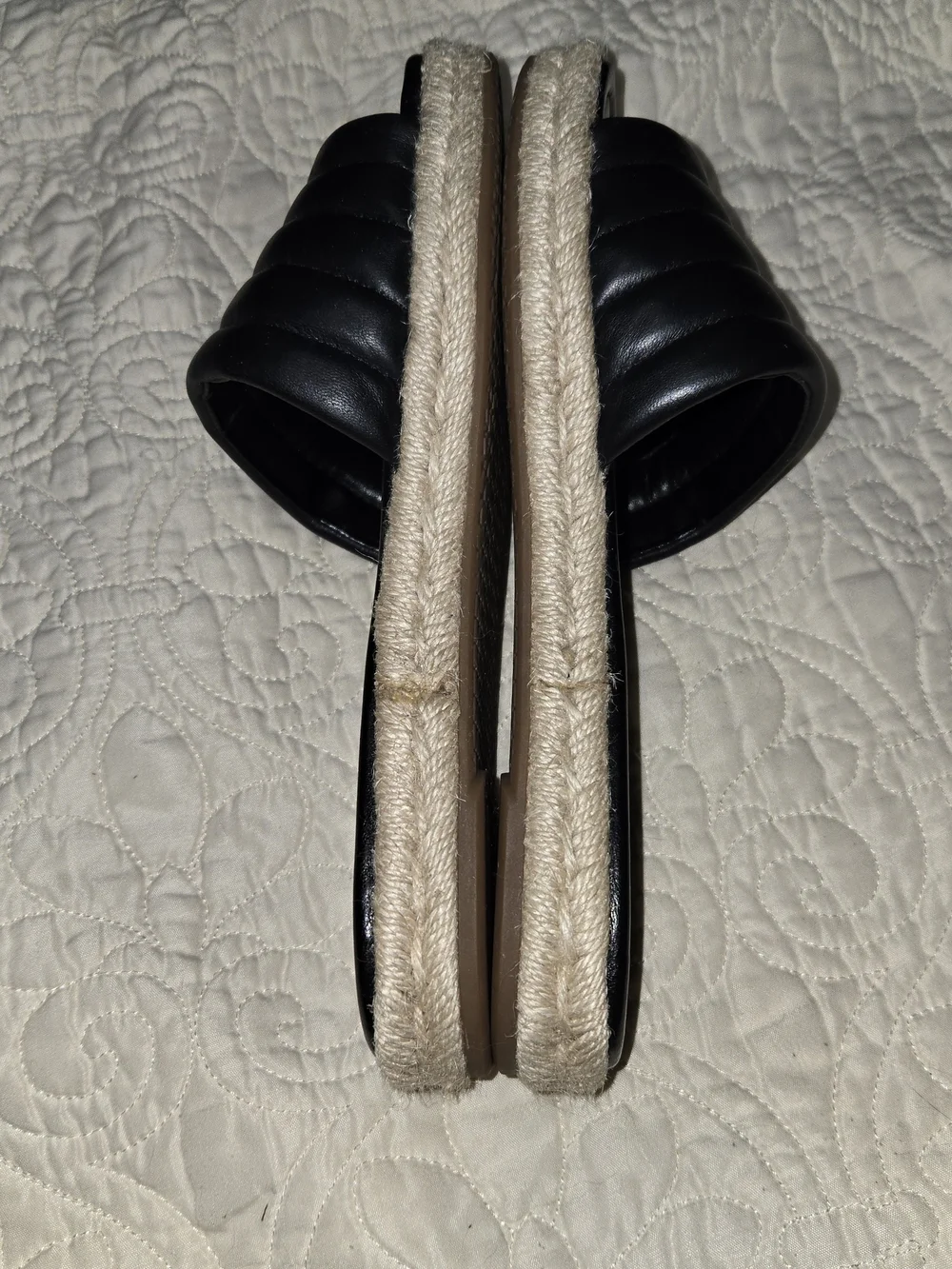 Michael Kors Black Quilted Slide Espadrille Mules-- SIZE:6